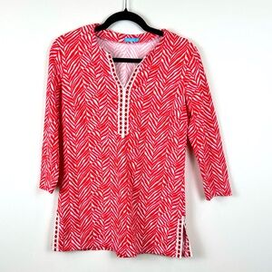 J.McLaughlin Red White and Pink Patterned Women's Top Size XS